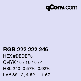 Color code: RGB 222 222 246 | qconv.com
