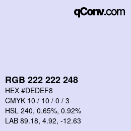 Color code: RGB 222 222 248 | qconv.com