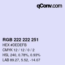 Color code: RGB 222 222 251 | qconv.com