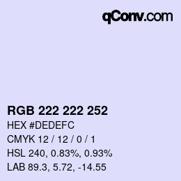 Color code: RGB 222 222 252 | qconv.com