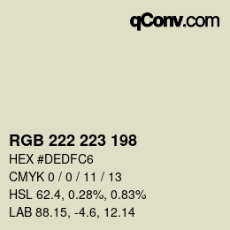 Color code: RGB 222 223 198 | qconv.com