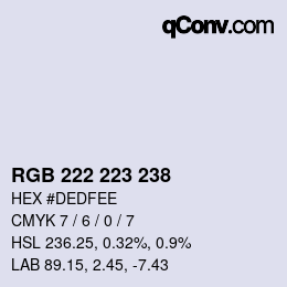 Color code: RGB 222 223 238 | qconv.com