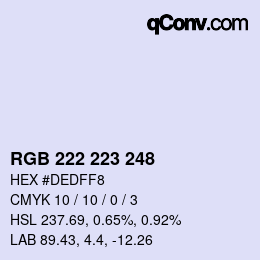 Color code: RGB 222 223 248 | qconv.com