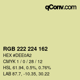 カラーコード: RGB 222 224 162 | qconv.com