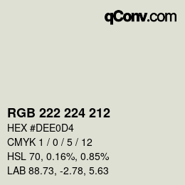 Code couleur: RGB 222 224 212 | qconv.com