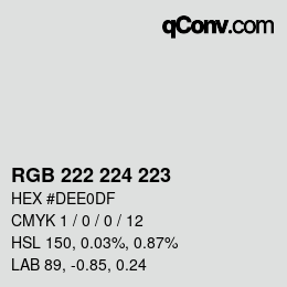 颜色代码: RGB 222 224 223 | qconv.com