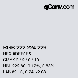 颜色代码: RGB 222 224 229 | qconv.com