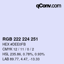 カラーコード: RGB 222 224 251 | qconv.com