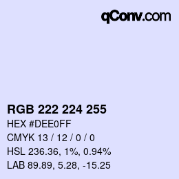 Color code: RGB 222 224 255 | qconv.com