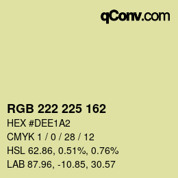 Color code: RGB 222 225 162 | qconv.com