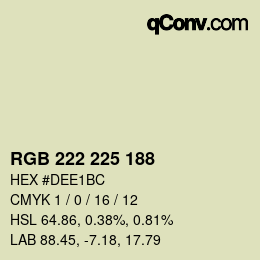 カラーコード: RGB 222 225 188 | qconv.com