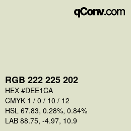 カラーコード: RGB 222 225 202 | qconv.com