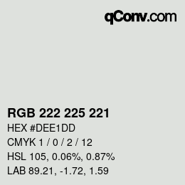 Color code: RGB 222 225 221 | qconv.com