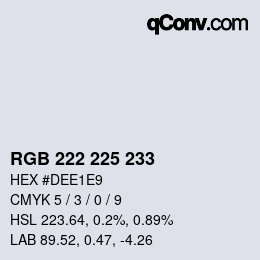 Code couleur: RGB 222 225 233 | qconv.com