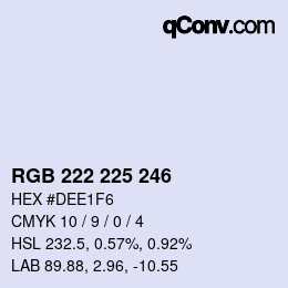 Color code: RGB 222 225 246 | qconv.com