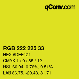 Color code: RGB 222 225 33 | qconv.com