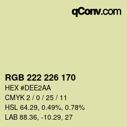 Color code: RGB 222 226 170 | qconv.com