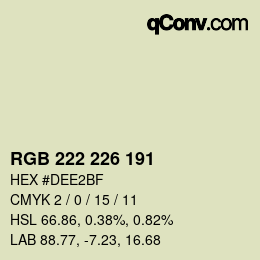 Color code: RGB 222 226 191 | qconv.com