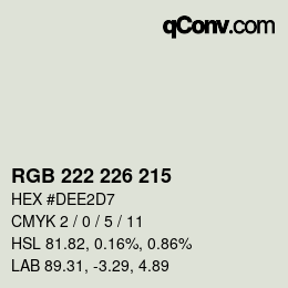 Código de color: RGB 222 226 215 | qconv.com