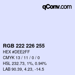 Color code: RGB 222 226 255 | qconv.com