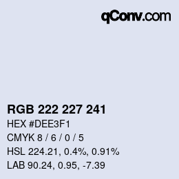 Color code: RGB 222 227 241 | qconv.com