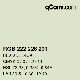 Color code: RGB 222 228 201 | qconv.com