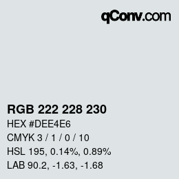 颜色代码: RGB 222 228 230 | qconv.com