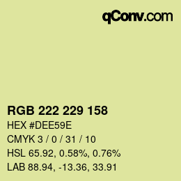 カラーコード: RGB 222 229 158 | qconv.com