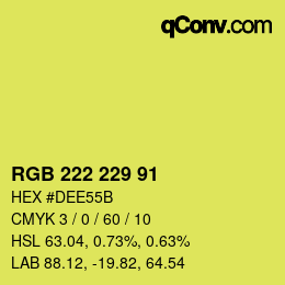 Color code: RGB 222 229 91 | qconv.com