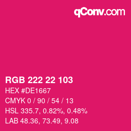 Color code: RGB 222 22 103 | qconv.com
