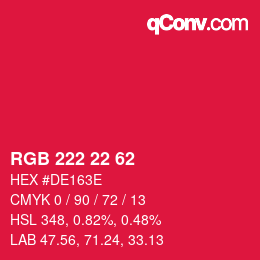 カラーコード: RGB 222 22 62 | qconv.com