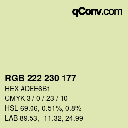 Color code: RGB 222 230 177 | qconv.com