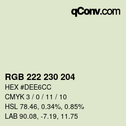 Color code: RGB 222 230 204 | qconv.com