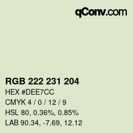 Color code: RGB 222 231 204 | qconv.com