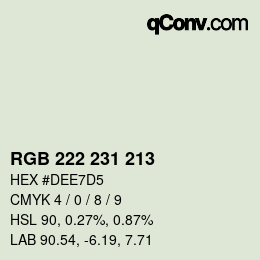 Color code: RGB 222 231 213 | qconv.com