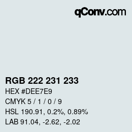 Color code: RGB 222 231 233 | qconv.com