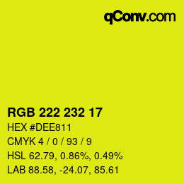 Color code: RGB 222 232 17 | qconv.com