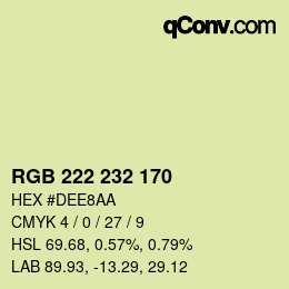 Color code: RGB 222 232 170 | qconv.com