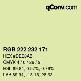 Color code: RGB 222 232 171 | qconv.com
