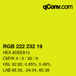 颜色代码: RGB 222 232 19 | qconv.com