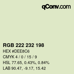 Color code: RGB 222 232 198 | qconv.com