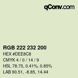 颜色代码: RGB 222 232 200 | qconv.com