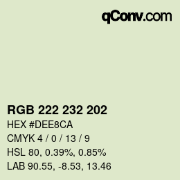Código de color: RGB 222 232 202 | qconv.com