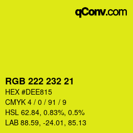 Color code: RGB 222 232 21 | qconv.com