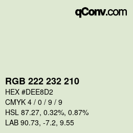Color code: RGB 222 232 210 | qconv.com