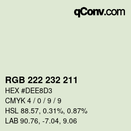 Farbcode: RGB 222 232 211 | qconv.com
