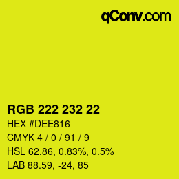 Color code: RGB 222 232 22 | qconv.com