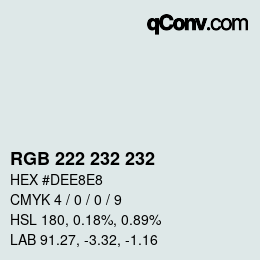 カラーコード: RGB 222 232 232 | qconv.com