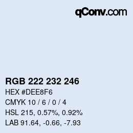 Color code: RGB 222 232 246 | qconv.com