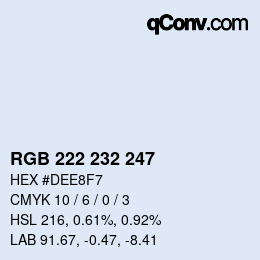Color code: RGB 222 232 247 | qconv.com
